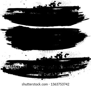 Grunge Paint Roller . Vector brush Stroke . Distressed banner . Black stripes isolated. paintbrush collection . Modern Textured shape . Dry border in Black . Bulge lines