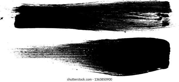 Grunge Paint Roller . Vector brush Stroke . Distressed banner . Black stripes isolated. paintbrush collection . Modern Textured shape . Dry border in Black . Bulge lines