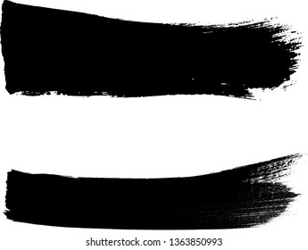 Grunge Paint Roller . Vector brush Stroke . Distressed banner . Black stripes isolated. paintbrush collection . Modern Textured shape . Dry border in Black . Bulge lines