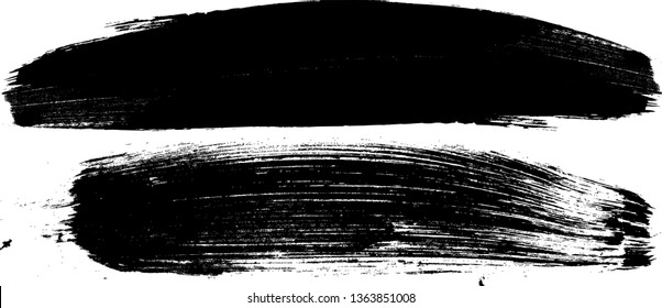 Grunge Paint Roller . Vector brush Stroke . Distressed banner . Black stripes isolated. paintbrush collection . Modern Textured shape . Dry border in Black . Bulge lines