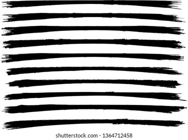Grunge Paint Roller . Vector brush Stroke . Distressed banner . Black stripes isolated. paintbrush collection . Modern Textured shape . Dry border in Black . Bulge lines