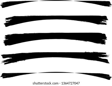 Grunge Paint Roller . Vector brush Stroke . Distressed banner . Black stripes isolated. paintbrush collection . Modern Textured shape . Dry border in Black . Bulge lines