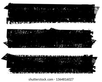 Grunge Paint Roller . Vector brush Stroke . Distressed banner . Black stripes isolated. paintbrush collection . Modern Textured shape . Dry border in Black . Bulge lines