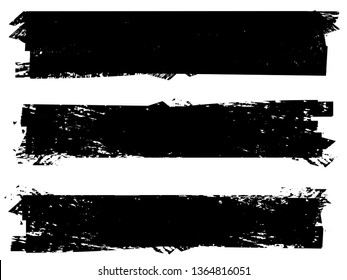 Grunge Paint Roller . Vector brush Stroke . Distressed banner . Black stripes isolated. paintbrush collection . Modern Textured shape . Dry border in Black . Bulge lines