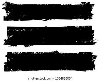 Grunge Paint Roller . Vector brush Stroke . Distressed banner . Black stripes isolated. paintbrush collection . Modern Textured shape . Dry border in Black . Bulge lines