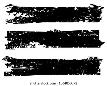 Grunge Paint Roller . Vector brush Stroke . Distressed banner . Black stripes isolated. paintbrush collection . Modern Textured shape . Dry border in Black . Bulge lines