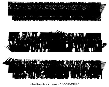 Grunge Paint Roller . Vector brush Stroke . Distressed banner . Black stripes isolated. paintbrush collection . Modern Textured shape . Dry border in Black . Bulge lines