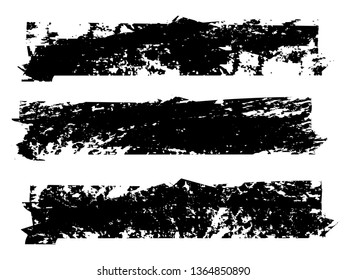 Grunge Paint Roller . Vector brush Stroke . Distressed banner . Black stripes isolated. paintbrush collection . Modern Textured shape . Dry border in Black . Bulge lines