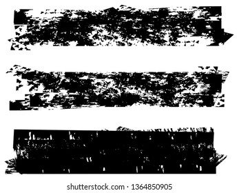 Grunge Paint Roller . Vector brush Stroke . Distressed banner . Black stripes isolated. paintbrush collection . Modern Textured shape . Dry border in Black . Bulge lines