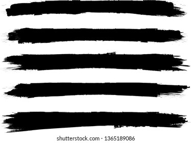 Grunge Paint Roller . Vector brush Stroke . Distressed banner . Black stripes isolated. paintbrush collection . Modern Textured shape . Dry border in Black . Bulge lines