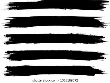 Grunge Paint Roller . Vector brush Stroke . Distressed banner . Black stripes isolated. paintbrush collection . Modern Textured shape . Dry border in Black . Bulge lines