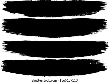 Grunge Paint Roller . Vector brush Stroke . Distressed banner . Black stripes isolated. paintbrush collection . Modern Textured shape . Dry border in Black . Bulge lines