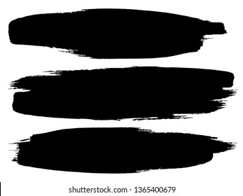 Grunge Paint Roller . Vector brush Stroke . Distressed banner . Black stripes isolated. paintbrush collection . Modern Textured shape . Dry border in Black . Bulge lines