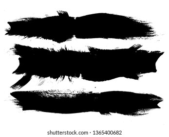 Grunge Paint Roller . Vector brush Stroke . Distressed banner . Black stripes isolated. paintbrush collection . Modern Textured shape . Dry border in Black . Bulge lines
