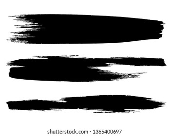 Grunge Paint Roller . Vector brush Stroke . Distressed banner . Black stripes isolated. paintbrush collection . Modern Textured shape . Dry border in Black . Bulge lines
