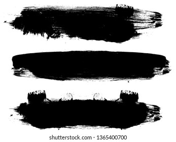 Grunge Paint Roller . Vector brush Stroke . Distressed banner . Black stripes isolated. paintbrush collection . Modern Textured shape . Dry border in Black . Bulge lines