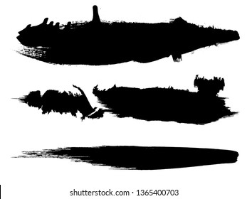 Grunge Paint Roller . Vector brush Stroke . Distressed banner . Black stripes isolated. paintbrush collection . Modern Textured shape . Dry border in Black . Bulge lines