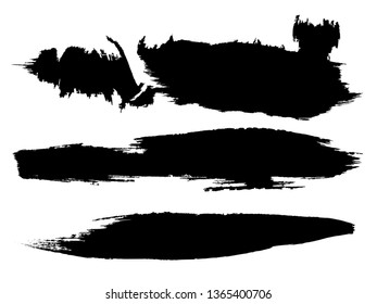 Grunge Paint Roller . Vector brush Stroke . Distressed banner . Black stripes isolated. paintbrush collection . Modern Textured shape . Dry border in Black . Bulge lines