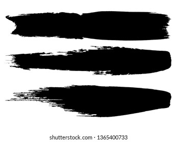 Grunge Paint Roller . Vector brush Stroke . Distressed banner . Black stripes isolated. paintbrush collection . Modern Textured shape . Dry border in Black . Bulge lines