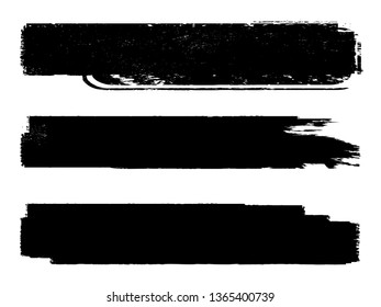 Grunge Paint Roller . Vector brush Stroke . Distressed banner . Black stripes isolated. paintbrush collection . Modern Textured shape . Dry border in Black . Bulge lines