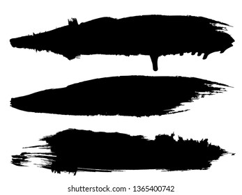 Grunge Paint Roller . Vector brush Stroke . Distressed banner . Black stripes isolated. paintbrush collection . Modern Textured shape . Dry border in Black . Bulge lines