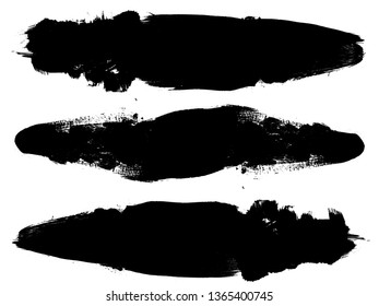 Grunge Paint Roller . Vector brush Stroke . Distressed banner . Black stripes isolated. paintbrush collection . Modern Textured shape . Dry border in Black . Bulge lines