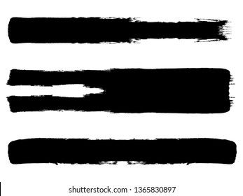 Grunge Paint Roller . Vector brush Stroke . Distressed banner . Black stripes isolated. paintbrush collection . Modern Textured shape . Dry border in Black . Bulge lines