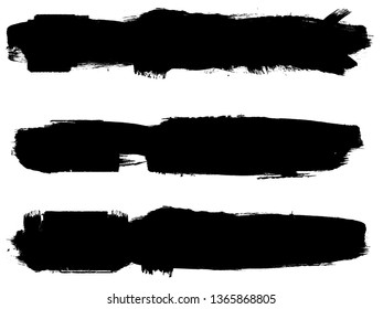 Grunge Paint Roller . Vector brush Stroke . Distressed banner . Black stripes isolated. paintbrush collection . Modern Textured shape . Dry border in Black . Bulge lines