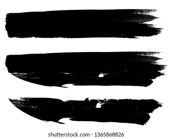 Grunge Paint Roller . Vector brush Stroke . Distressed banner . Black stripes isolated. paintbrush collection . Modern Textured shape . Dry border in Black . Bulge lines