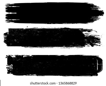 Grunge Paint Roller . Vector brush Stroke . Distressed banner . Black stripes isolated. paintbrush collection . Modern Textured shape . Dry border in Black . Bulge lines
