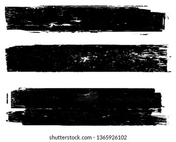Grunge Paint Roller . Vector brush Stroke . Distressed banner . Black stripes isolated. paintbrush collection . Modern Textured shape . Dry border in Black . Bulge lines