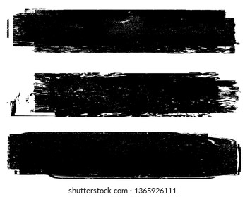 Grunge Paint Roller . Vector brush Stroke . Distressed banner . Black stripes isolated. paintbrush collection . Modern Textured shape . Dry border in Black . Bulge lines