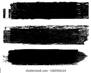 Grunge Paint Roller . Vector brush Stroke . Distressed banner . Black stripes isolated. paintbrush collection . Modern Textured shape . Dry border in Black . Bulge lines