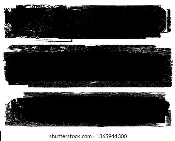 Grunge Paint Roller . Vector brush Stroke . Distressed banner . Black stripes isolated. paintbrush collection . Modern Textured shape . Dry border in Black . Bulge lines