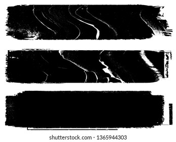 Grunge Paint Roller . Vector brush Stroke . Distressed banner . Black stripes isolated. paintbrush collection . Modern Textured shape . Dry border in Black . Bulge lines
