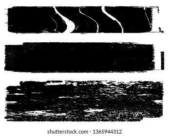 Grunge Paint Roller . Vector brush Stroke . Distressed banner . Black stripes isolated. paintbrush collection . Modern Textured shape . Dry border in Black . Bulge lines