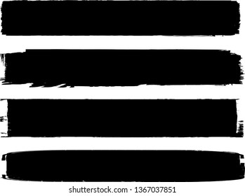 Grunge Paint Roller . Vector brush Stroke . Distressed banner . Black stripes isolated. paintbrush collection . Modern Textured shape . Dry border in Black . Bulge lines
