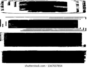 Grunge Paint Roller . Vector brush Stroke . Distressed banner . Black stripes isolated. paintbrush collection . Modern Textured shape . Dry border in Black . Bulge lines