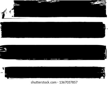 Grunge Paint Roller . Vector brush Stroke . Distressed banner . Black stripes isolated. paintbrush collection . Modern Textured shape . Dry border in Black . Bulge lines