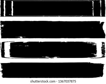 Grunge Paint Roller . Vector brush Stroke . Distressed banner . Black stripes isolated. paintbrush collection . Modern Textured shape . Dry border in Black . Bulge lines