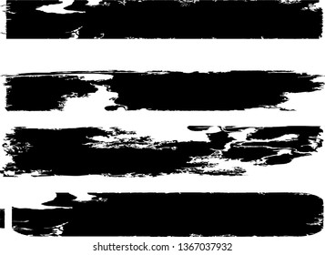 Grunge Paint Roller . Vector brush Stroke . Distressed banner . Black stripes isolated. paintbrush collection . Modern Textured shape . Dry border in Black . Bulge lines
