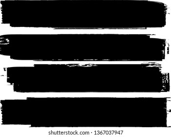Grunge Paint Roller . Vector brush Stroke . Distressed banner . Black stripes isolated. paintbrush collection . Modern Textured shape . Dry border in Black . Bulge lines