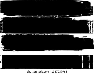 Grunge Paint Roller . Vector brush Stroke . Distressed banner . Black stripes isolated. paintbrush collection . Modern Textured shape . Dry border in Black . Bulge lines