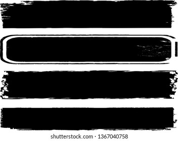 Grunge Paint Roller . Vector brush Stroke . Distressed banner . Black stripes isolated. paintbrush collection . Modern Textured shape . Dry border in Black . Bulge lines