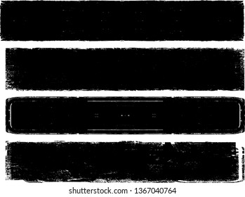 Grunge Paint Roller . Vector brush Stroke . Distressed banner . Black stripes isolated. paintbrush collection . Modern Textured shape . Dry border in Black . Bulge lines