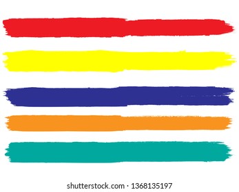 Grunge Paint Roller . Vector brush Stroke . Distressed banner . Rainbow color stripes isolated. paintbrush collection . Modern Textured shape . Dry border in Black . Bulge lines