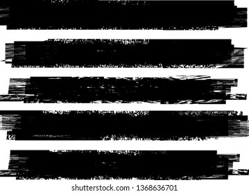 Grunge Paint Roller . Vector brush Stroke . Distressed banner . Black stripes isolated. paintbrush collection . Modern Textured shape . Dry border in Black . Bulge lines