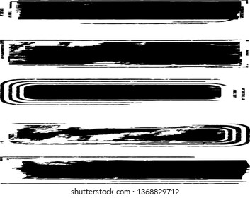 Grunge Paint Roller . Vector brush Stroke . Distressed banner . Black stripes isolated. paintbrush collection . Modern Textured shape . Dry border in Black . Bulge lines