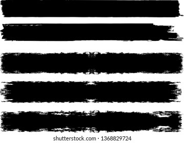 Grunge Paint Roller . Vector brush Stroke . Distressed banner . Black stripes isolated. paintbrush collection . Modern Textured shape . Dry border in Black . Bulge lines