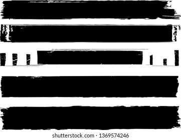 Grunge Paint Roller . Vector brush Stroke . Distressed banner . Black stripes isolated. paintbrush collection . Modern Textured shape . Dry border in Black . Bulge lines